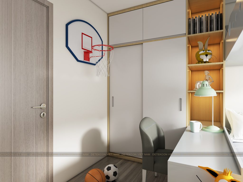 Phòng ngủ bố trí khu vực vui chơi riêng cho bé